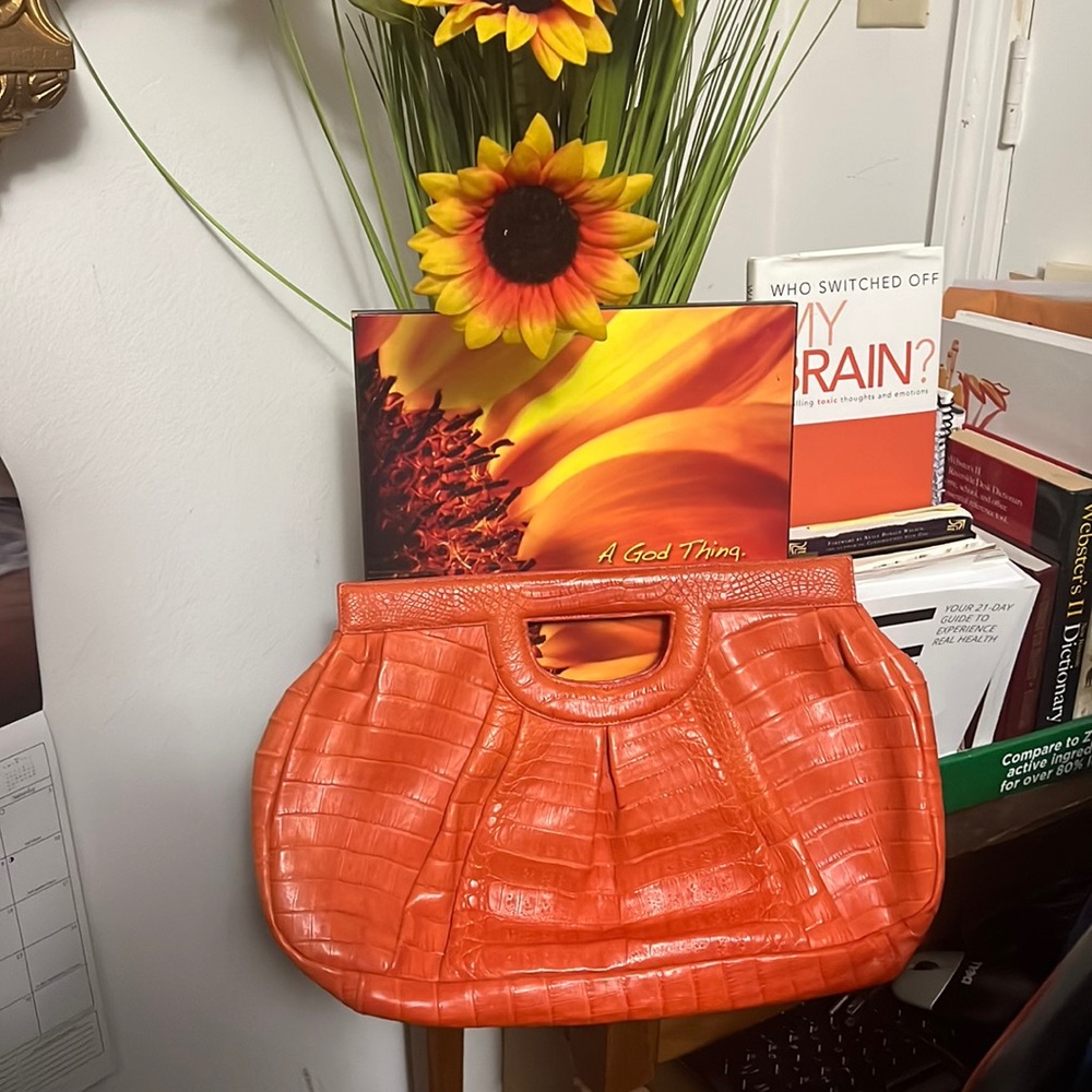 Nancy Gonzales beautiful burnt orange genuine leather clutch. They’re back!!!! - Picture 2 of 12